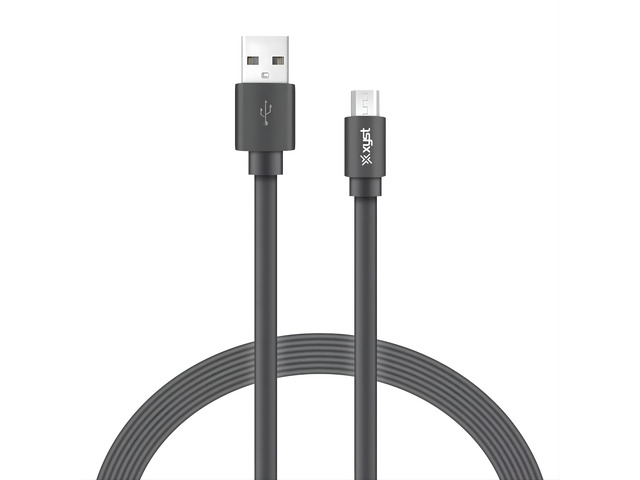 Xyst Charge and Sync USB to Micro USB Flat Cable 4Ft Black - Black