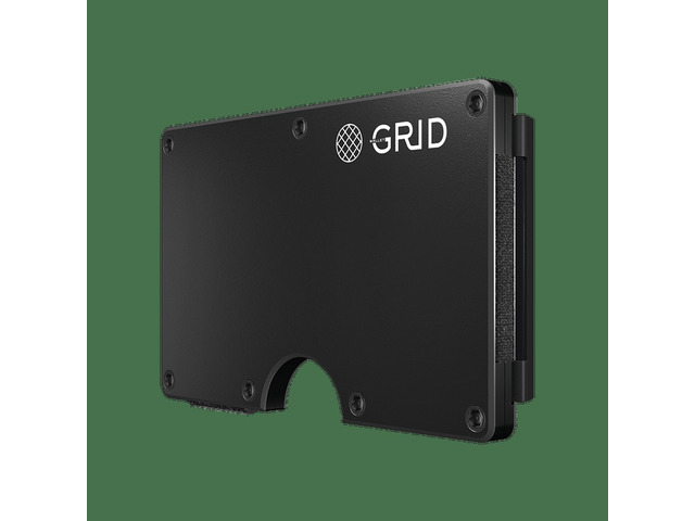 GRID Wallet Gunmetal Aluminum Money Clip Wallet, Slim Metal RFID Card Holder, Minimalist Front Pocket Wallet - Gunmetal