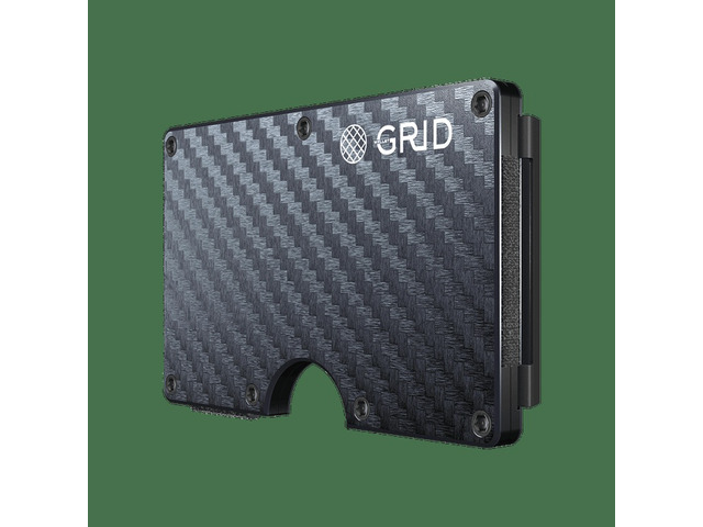 GRID Wallet Carbon Fiber Money Clip Wallet, Slim RFID Card Holder, Lightweight Minimalist Front Pocket Wallet - Carbon Fiber