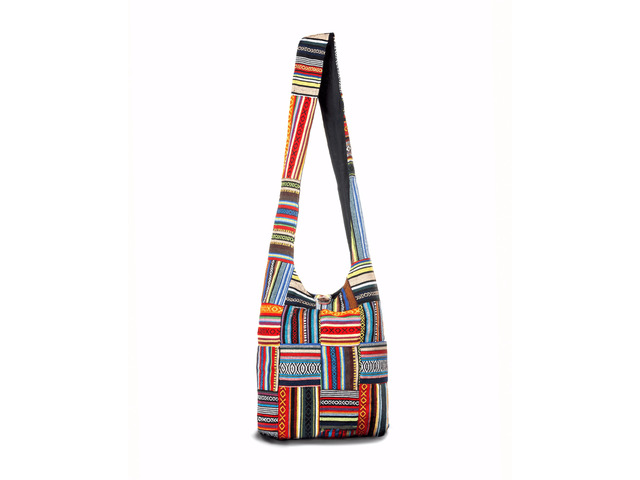 Kathmandu Collection Patchwork Striped Hobo Bag - Multi
