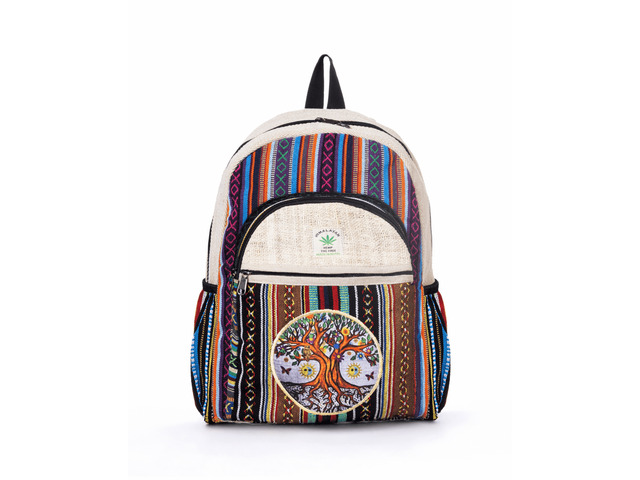 Kathmandu Collection Handmade Cotton and Hemp Tree of Life Backpack - Multi