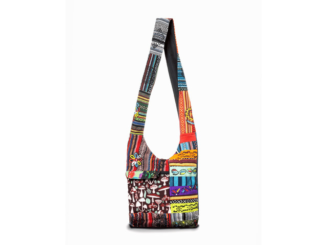 Kathmandu Collection Tribal Stripe Patchwork Hobo Bag - Multi