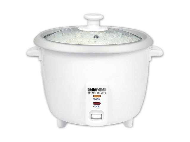 Better Chef 8-Cup(16-Cup Cooked) Rice Cooker With Cup & Paddle - White