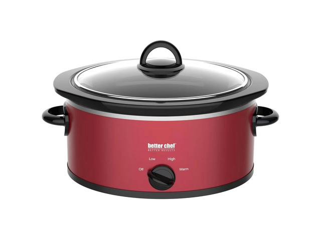 Better Chef 3-Quart Oval Slow Cooker Metallic - Red