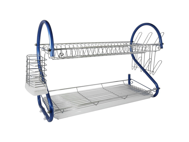 Better Chef 22-Inch 2-Tier Chrome Dish Rack Blue - Blue