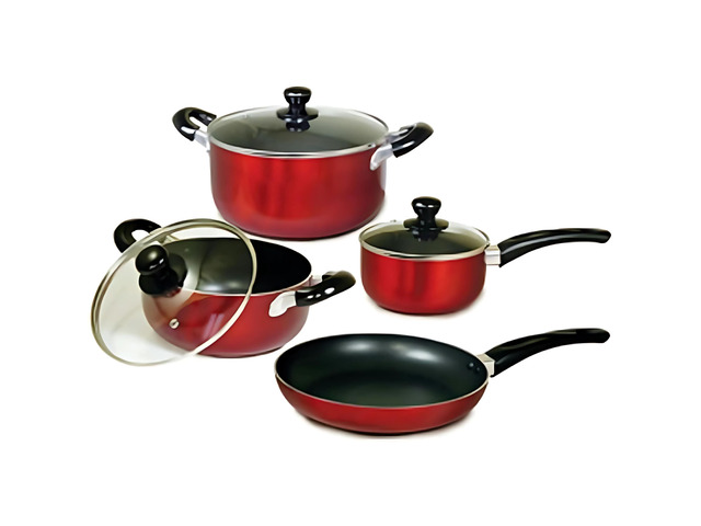 Better Chef 7-Piece Aluminum Non-Stick Cookware Set Metallic - Red