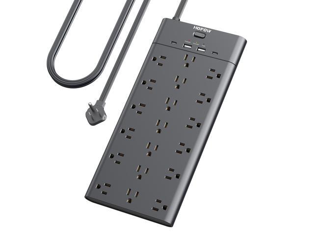 HOPOW Power Strip Surge Protector with 19 Outlets and 4 USB Ports, 6.5 Ft Flat Plug Heavy Duty Extension Cord, 1875W, 2100J Surge Protection, Wall...
