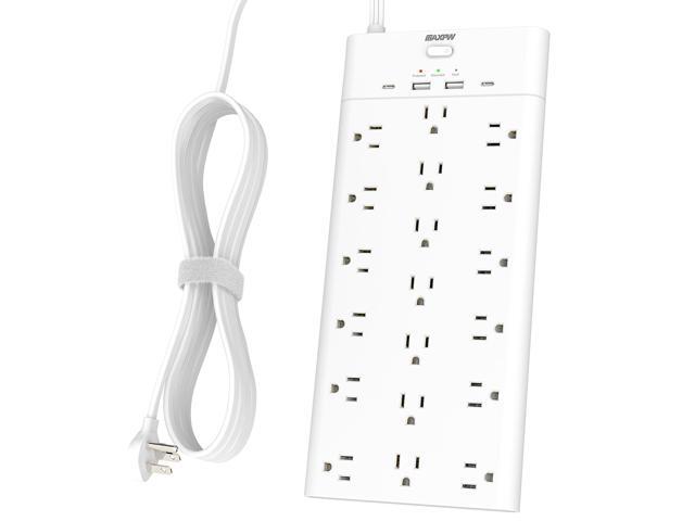 Power Strip Surge Protector with 19 Outlets and 4 USB Ports, HOPOW 6.5 Ft Flat Plug Heavy Duty Extension Cord, 1875W, 2100J Surge Protection, Wall...