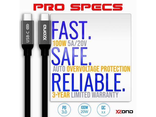 100W [2-Pack] USB-C Aluminum Charging Cable 3ft + 6ft, Type-C PD Charging for MacBooks, Laptops, iPads, PC, Chromebooks, Phones and Handheld Devices.