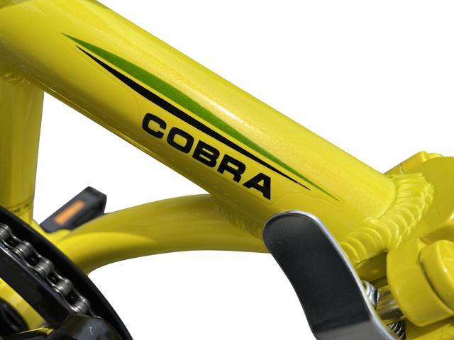 The Origami Cobra is a lightweight single-speed folding bike that offers comfort and maneuverability in a compact package. Yellow
