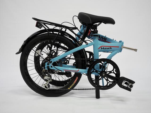 Origami Hawk steel-framed folding bike gear range 7 speeds full fenders Red