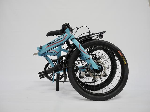 Origami Hawk steel-framed folding bike gear range 7 speeds full fenders Red