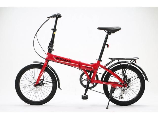 Origami Hawk steel-framed folding bike gear range 7 speeds full fenders Red