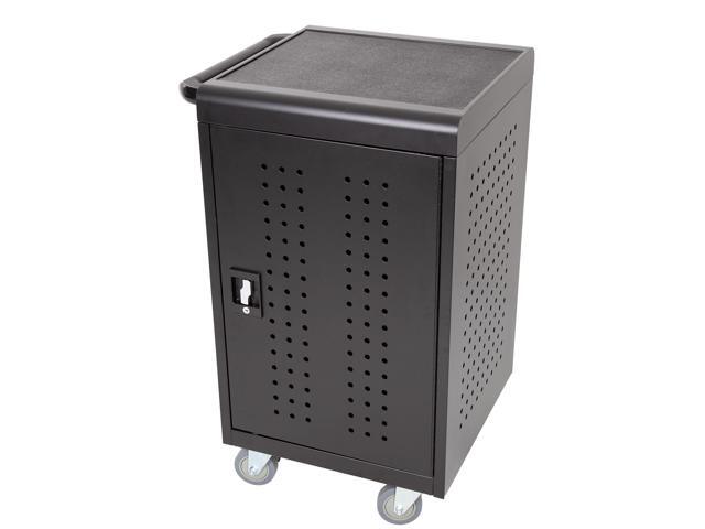 Line Leader 30 Unit Mobile Charging Station Cart w/ Locking Cabinet, Standing Computer Charger Stand for Tablets, Laptops, Chromebooks, 5-Min...