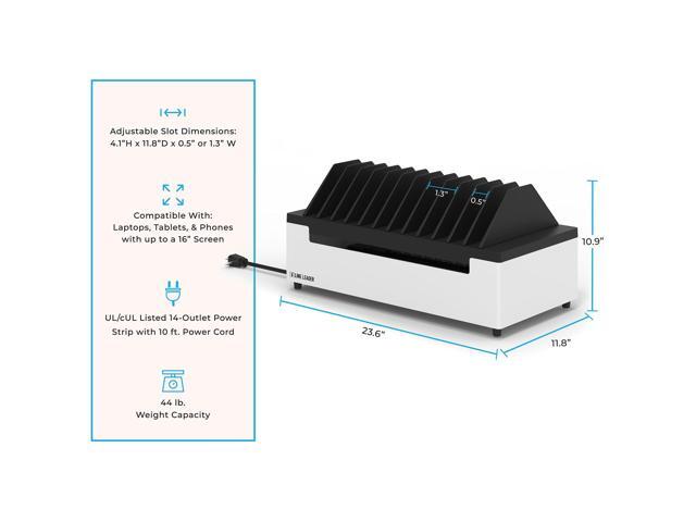 Line Leader 12-Device Open Charging Station for Laptops, Tablets & Chromebooks, Portable Desktop Charger Station Cart with Adjustable Dividers,...