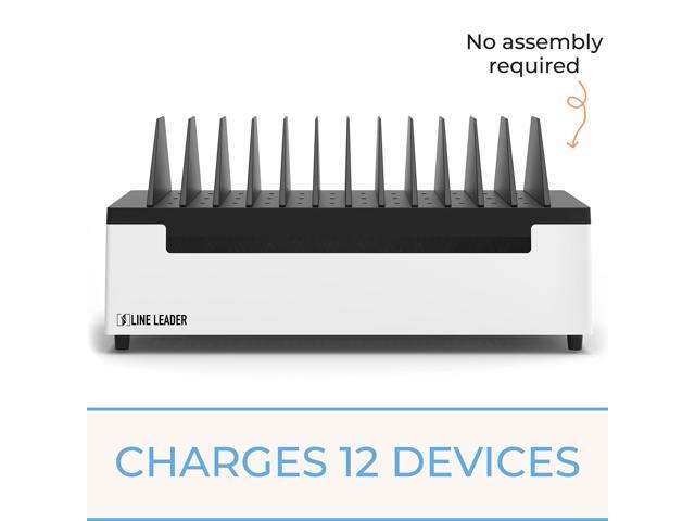 Line Leader 12-Device Open Charging Station for Laptops, Tablets & Chromebooks, Portable Desktop Charger Station Cart with Adjustable Dividers,...