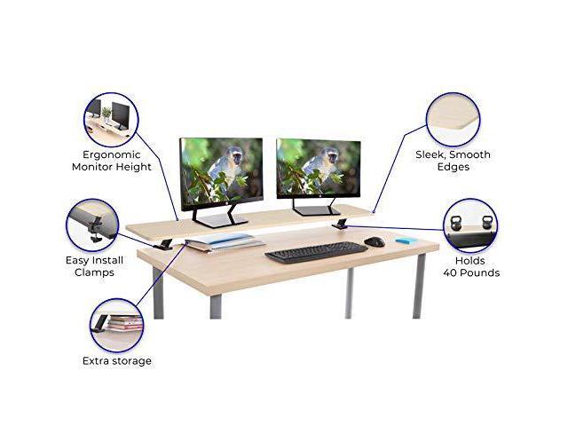 Stand Steady 55 Inch Clamp On Desk Shelf Large Monitor Riser Supports 3 Screens for Extra Storage Ergonomic Monitor Stand Securely Attaches to...