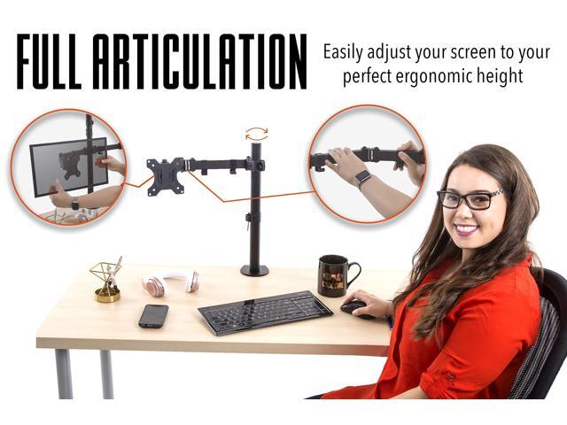 Stand Steady Dual Monitor Mount Clamp-On Height Adjustable Monitor Arm Vesa Mount Fits 1 Screen 13 - 32 Inches Black