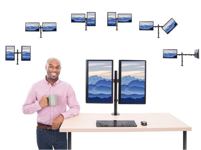 Stand Steady Dual Monitor Mount| Clamp-On Height Adjustable Double Monitor Stand with Desk Clamp| Full Articulation VESA Mount Fits Most LCD/LED Monitors 13-32 Inches | Black - image 3