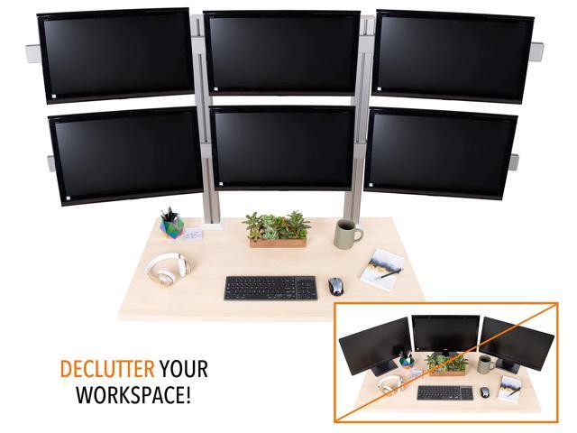 Stand Steady 6 Monitor Mount Desk Setup - Heavy-Duty Height Adjustable Monitor Stand, Swivel Arm with Clamp-On Base, 6 Screen VESA Mount Fits Most...