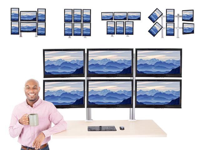 Stand Steady 6 Monitor Mount Desk Setup - Heavy-Duty Height Adjustable Monitor Stand, Swivel Arm with Clamp-On Base, 6 Screen VESA Mount Fits Most...