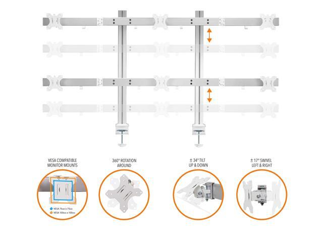 Stand Steady 6 Monitor Mount Desk Setup - Heavy-Duty Height Adjustable Monitor Stand, Swivel Arm with Clamp-On Base, 6 Screen VESA Mount Fits Most...