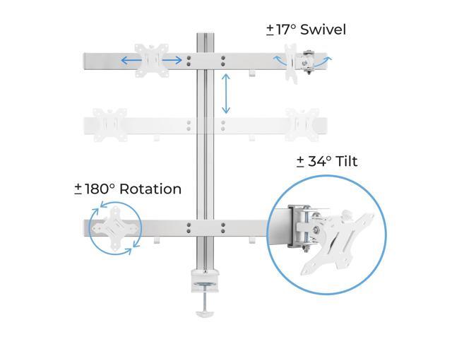Stand Steady 4 Monitor Mount Desk Setup - Heavy-Duty Height Adjustable Monitor Stand, Swivel Arm with Clamp-On Base, Four Screen VESA Mount Fits...