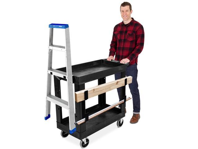 Stand Steady Tubstr 2 Shelf Utility Cart Heavy Duty Service Cart Holds 400 lbs Adjustable Storage Hooks, Ladder & Spool Holders Tub Cart for...