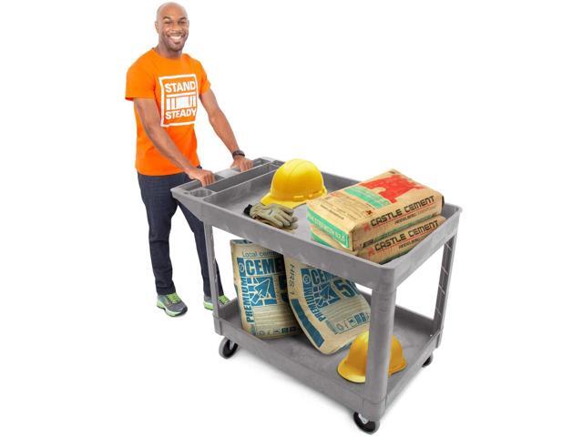 Stand Steady Original Tubstr Extra Large Two Shelf Utility Cart - Supports up to 500 lbs., Heavy-Duty Rolling Service Cart for Warehouse, Garage,...