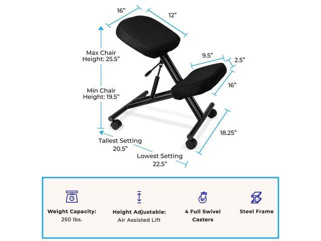 ProErgo Pneumatic Ergonomic Kneeling Chair Fully Adjustable Mobile Office Seating Improve Posture to Relieve Neck & Back Pain Easy Assembly ...