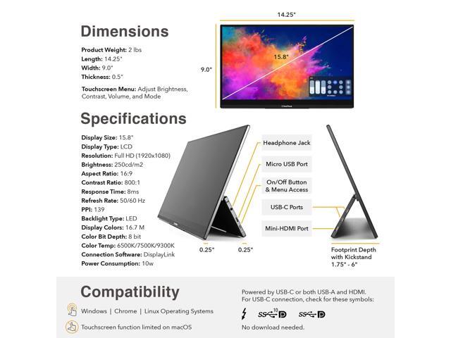 SideTrak - Solo Pro Touchscreen 15.8" Portable Monitor – - Black - image 8