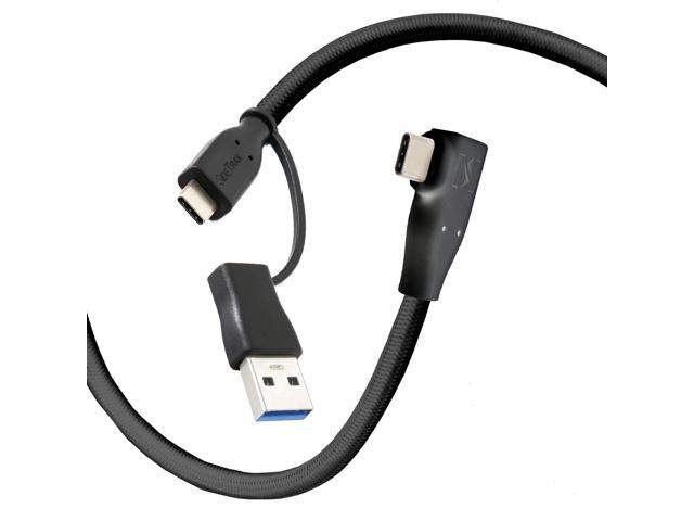 SideTrak USB-C to USB-C Cable & USB-A Adapter Durable, Flexible, Tangle-Free Braided Nylon Cord 1.5ft Black