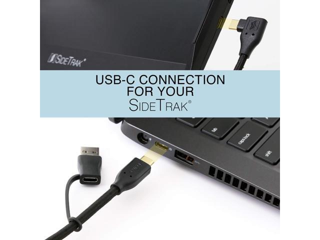 SideTrak USB-C to USB-C Cable & USB-A Adapter Durable, Flexible, Tangle-Free Braided Nylon Cord 1.5ft Black