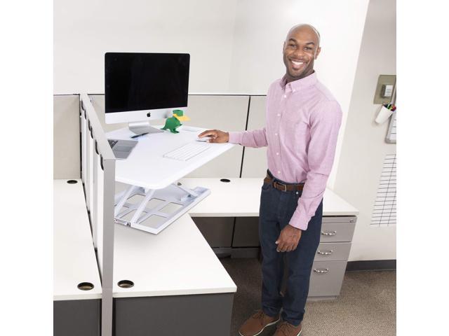 stand steady x-elite pro corner standing desk 40 inch corner sit to stand desk converter ideal for cubicles and l shaped desks! easy...