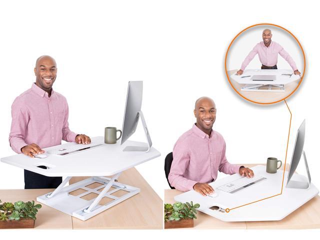 stand steady x-elite pro corner standing desk 40 inch corner sit to stand desk converter ideal for cubicles and l shaped desks! easy...