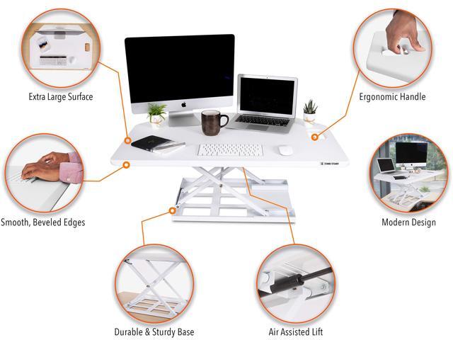 stand steady x-elite pro corner standing desk 40 inch corner sit to stand desk converter ideal for cubicles and l shaped desks! easy...