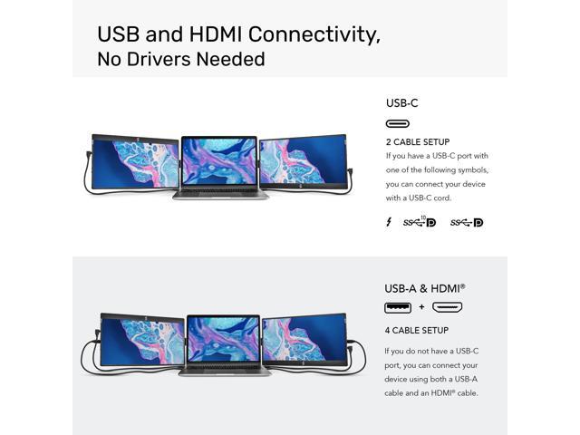 SideTrak - Swivel Triple 12.5" Attachable Portable Monitor - Black - image 7