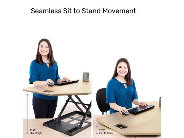 X-Elite Pro 40' Corner Standing Desk Converter with Pneumatic Lift Adjustable Sit to Stand Riser, L-Shaped Desks & Cubicles Fully Assembled...