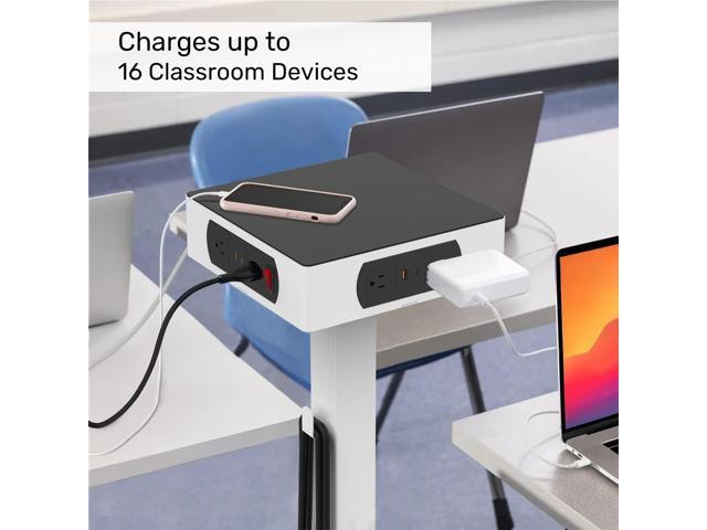 Luxor LuxPower Charging Tower, Portable Multi-Device Charging Station with 8 AC Outlets & 8 High-Powered USB Ports, Classroom & Office Charging Hub...