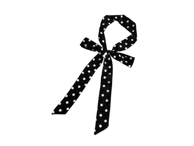 Womens Belts for Dress, Chiffon Cloth Sash Tie Waist Belt for Evening Dresses or Bridal Wedding & 50s Party WM-YD1 (Black with White Dots)