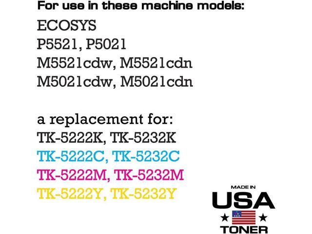 MADE IN USA TONER Compatible Replacement for Kyocera Ecosys P5021cdw M5521cdw TK5232 TK-5232 (CMYK, 4 Pack)