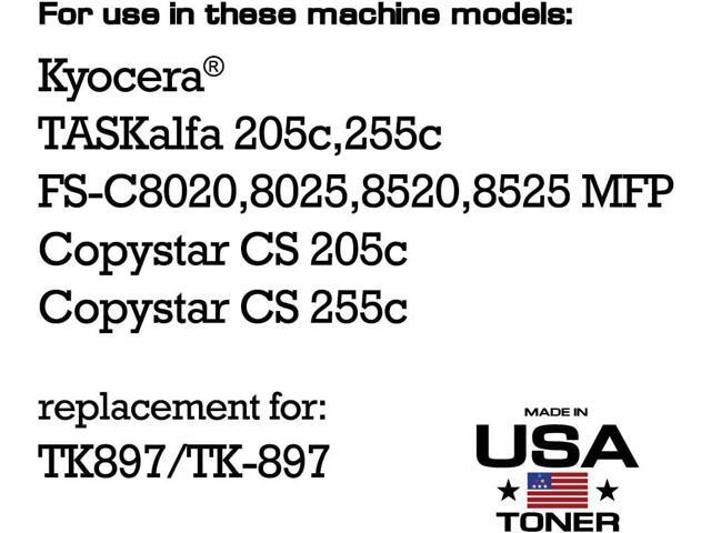 MADE IN USA TONER Compatible Replacement for Kyocera TK-897 Ecosys FS C8520 FS C8525 TASKalfa 205c 255c, Copystar TK-899 (CMYK, 4 Pack)
