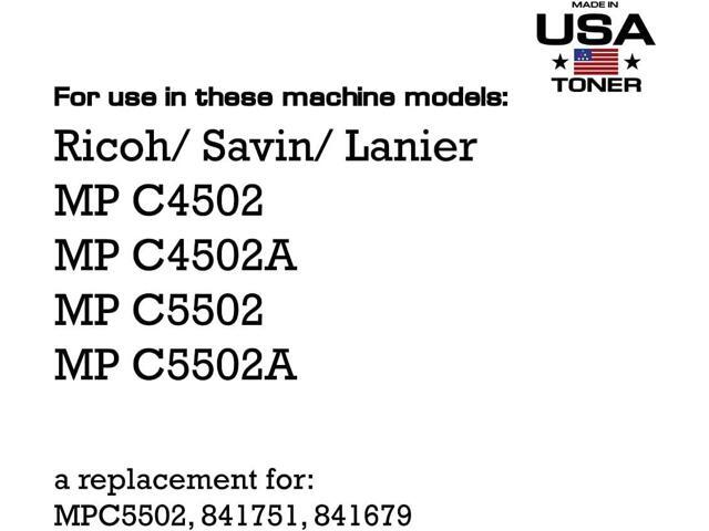 MADE IN USA TONER Compatible Replacement for Ricoh Aficio Savin Lanier MP C4502 MP C5502 841679 841751 - (Black, 2 Pack) 31,000 Pages