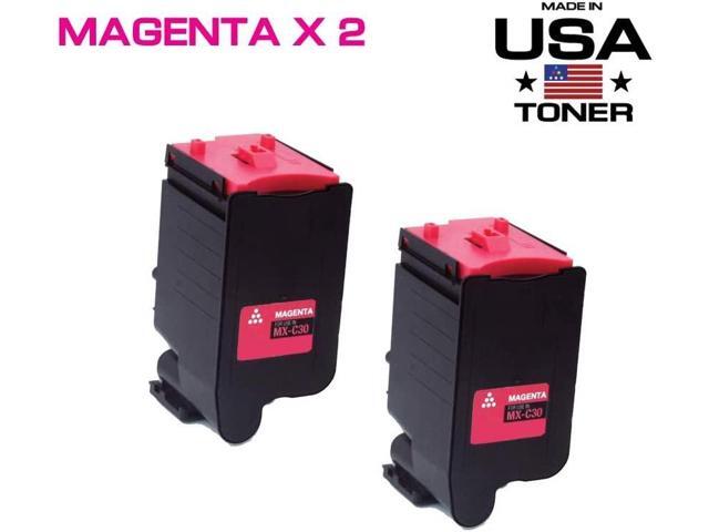 MADE IN USA TONER Compatible Replacement for Sharp MX-C30NTM, MX-C250F, C300P, C300W, C301W, C303W, C304W, C305W, C306W (Magenta, 2 Pack)