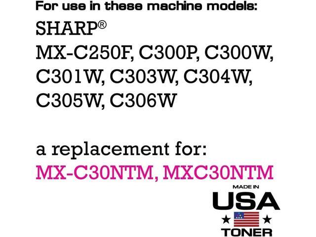 MADE IN USA TONER Compatible Replacement for Sharp MX-C30NTM, MX-C250F, C300P, C300W, C301W, C303W, C304W, C305W, C306W (Magenta, 2 Pack)