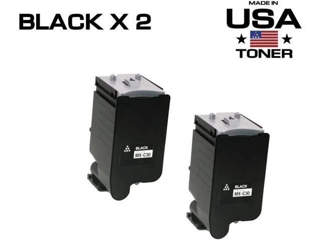 MADE IN USA TONER Compatible Replacement for Sharp MX-C30NTBA, MX-C250F, C300P, C300W, C301W, C303W, C304W, C305W, C306W (Black, 2 Pack)