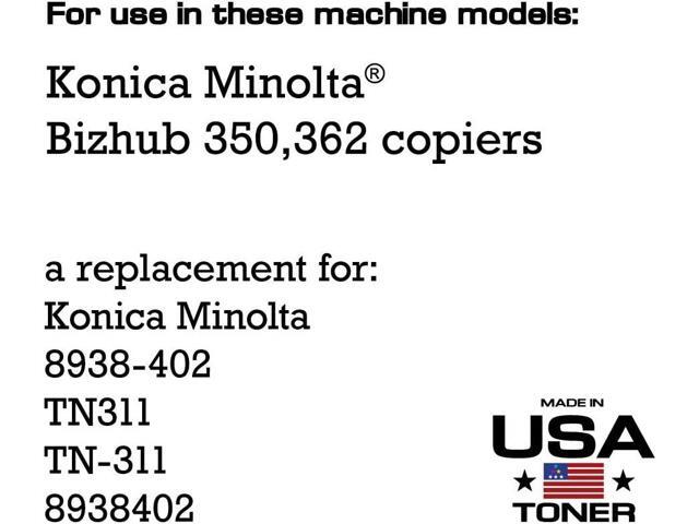 MADE IN USA TONER Compatible Replacement for Konica Minolta Bizhub TN311, 8938-402 (Black, 3 cartridges)