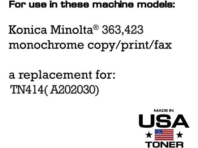 MADE IN USA TONER Compatible Replacement for Konica Minolta Bizhub 363, 423, TN414 / TN-414 / A202030 (Black, 3 Pack)