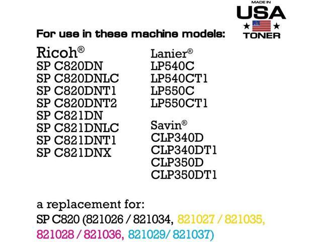 MADE IN USA TONER Compatible Replacement for Ricoh SP C820 SP C821 821026, 821027, 821028, 821029(Black, Cyan, Yellow, Magenta, 4 Pack)