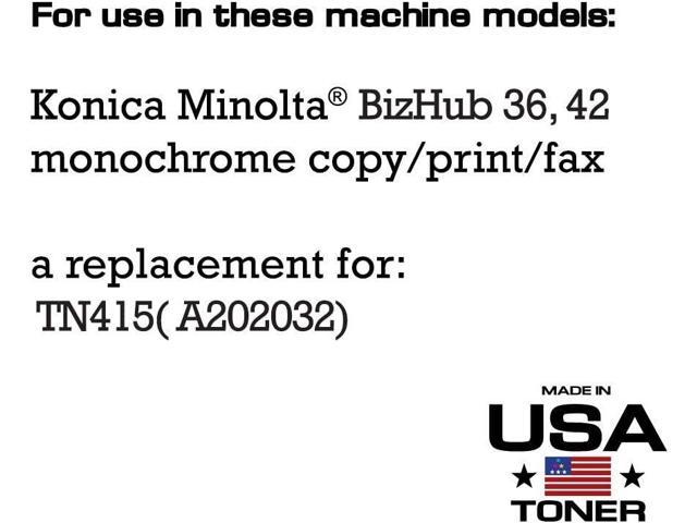 MADE IN USA TONER Compatible Replacement for Konica Minolta Bizhub 36, 42, TN415, A202032 (Black, 3 Pack)